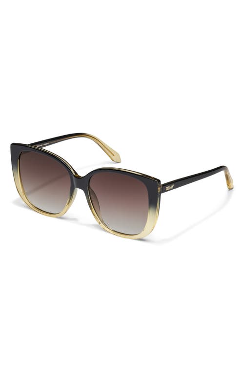 Quay Ever After 59mm Cat Eye Sunglasses In Black Yellow/brown