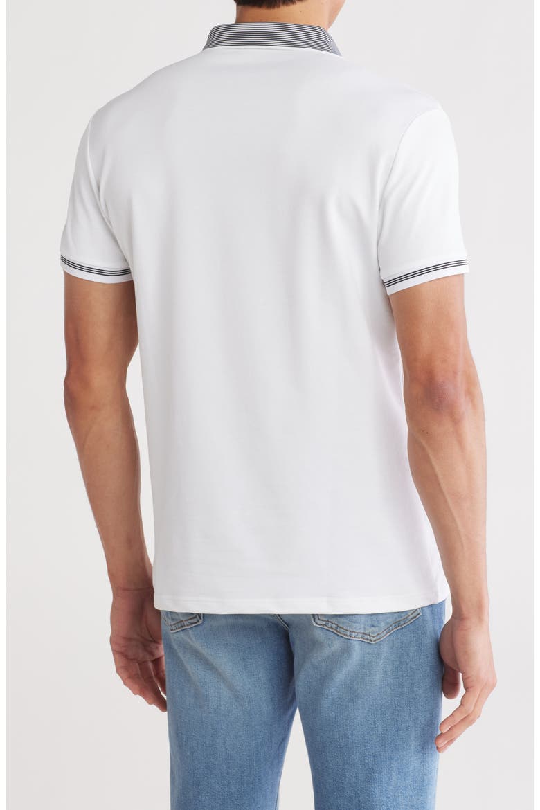 Slim Fit Zip Stretch Cotton Polo, Alternate, color, WHITE