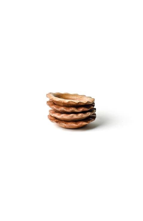 Fundamental Wood Ruffle Small Bowl Set of 4