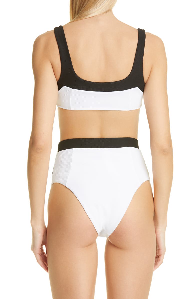 Balmain Button Detail Bicolor Two-Piece Swimsuit, Alternate, color,