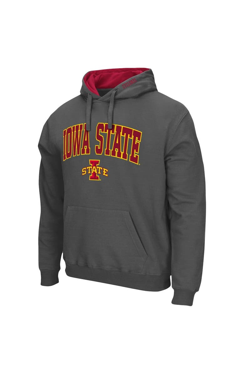 COLOSSEUM Men's Colosseum Charcoal Iowa State Cyclones Arch & Logo 3.0 Pullover Hoodie, Alternate, color, Charcoal