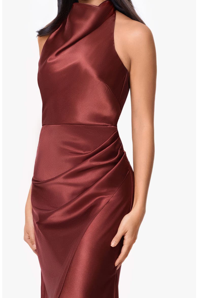 Charmeuse Halter Dress, Alternate, color, NUTMEG