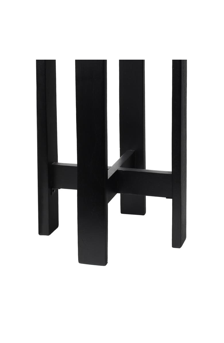 JONATHAN Y Elena 24" Minimalist Structured Wood Drink Table and Decorative End Table with White Marble Round Top, Alternate, color, Black/White