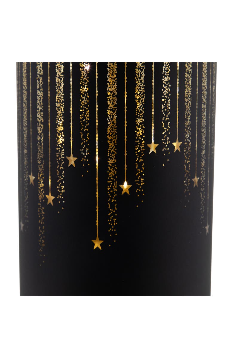 Northlight LED Lighted Glass Candle with Stars Christmas Decoration - 9.5" - Large, Alternate, color, Black
