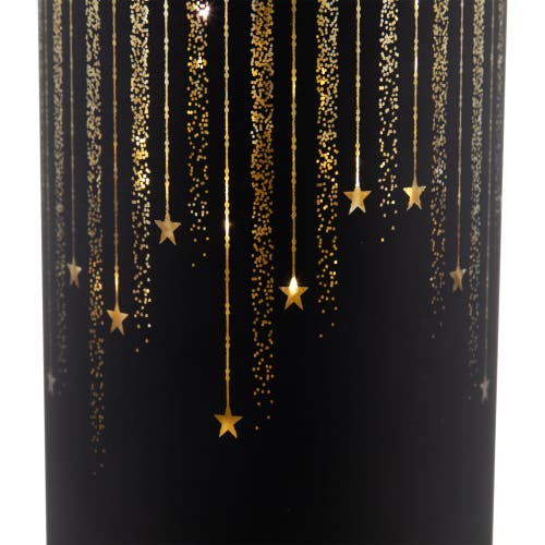 Northlight Led Lighted Glass Candle With Stars Christmas Decoration In Black