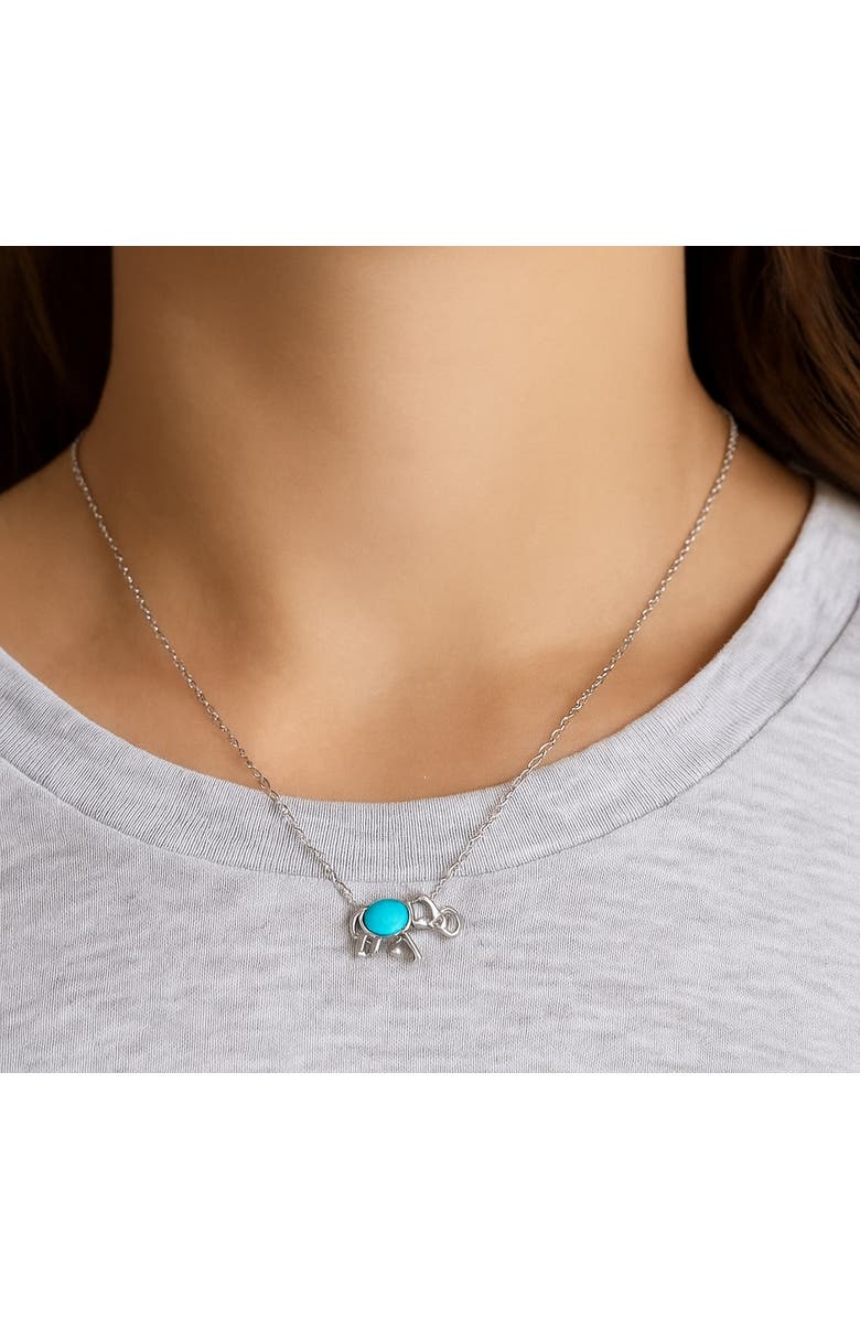 Donatello Gian Sterling Silver Elephant Turquoise Necklace, Alternate, color, Green