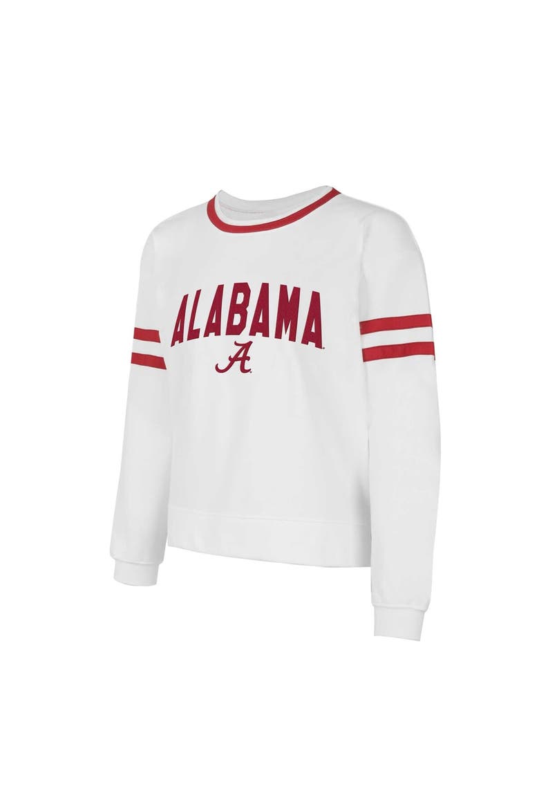 Women's Concepts Sport  White Alabama Crimson Tide Borough French Terry Arch Over Long Sleeve T-Shirt, Alternate, color, White