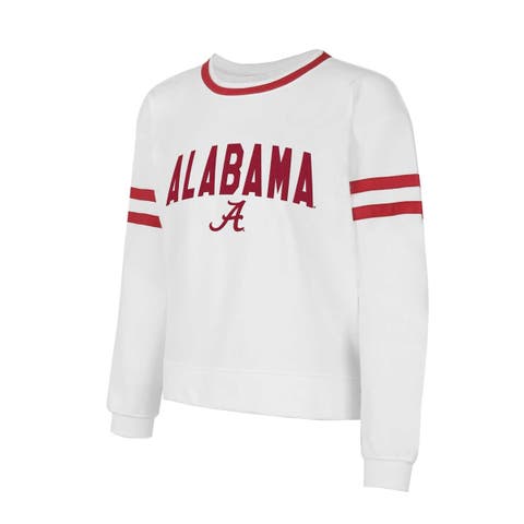 Women's Concepts Sport  White Alabama Crimson Tide Borough French Terry Arch Over Long Sleeve T-Shirt
