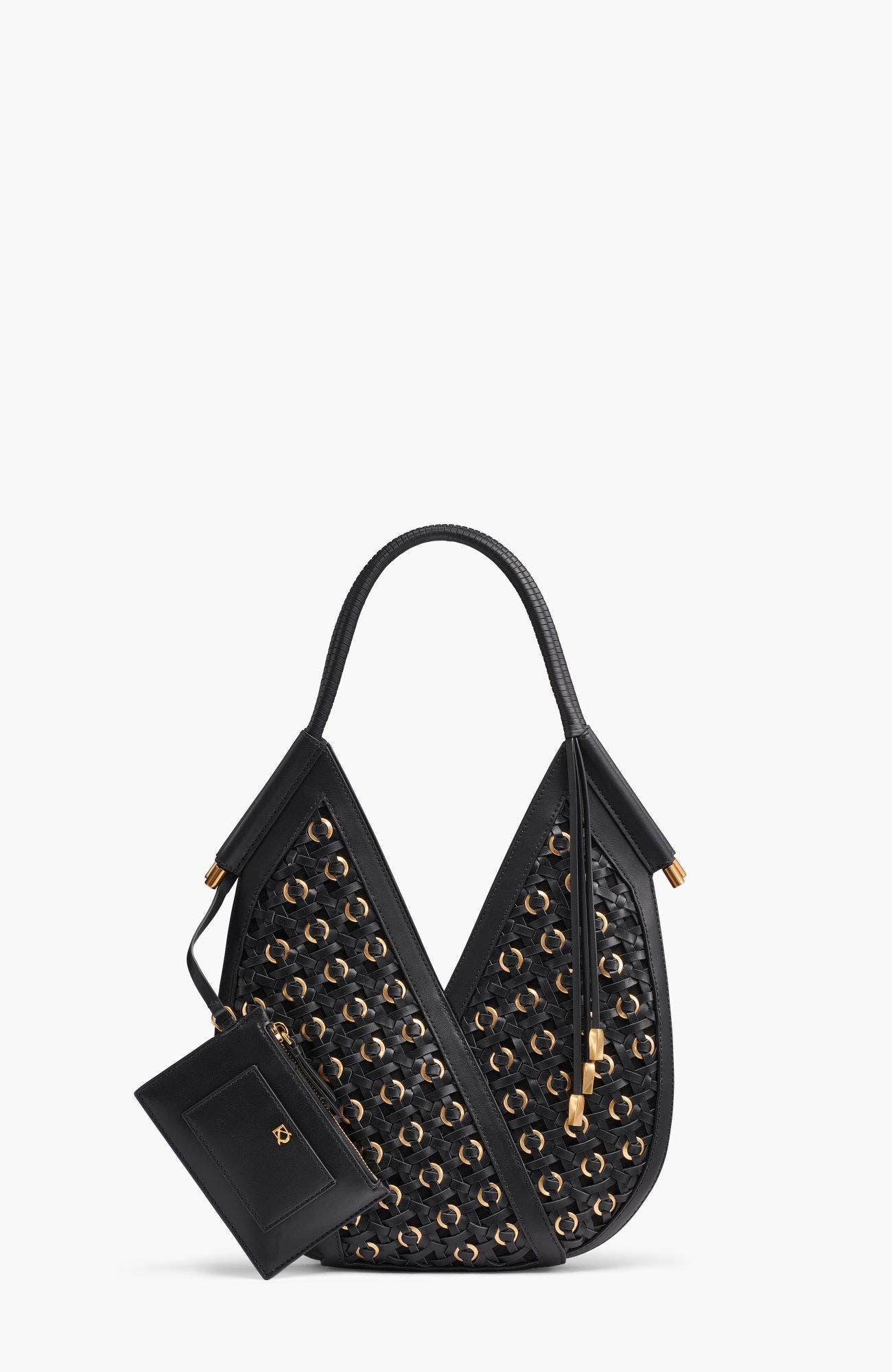 Baldwin Woven Grommet Shoulder Bag, Main, color, Black/Gold