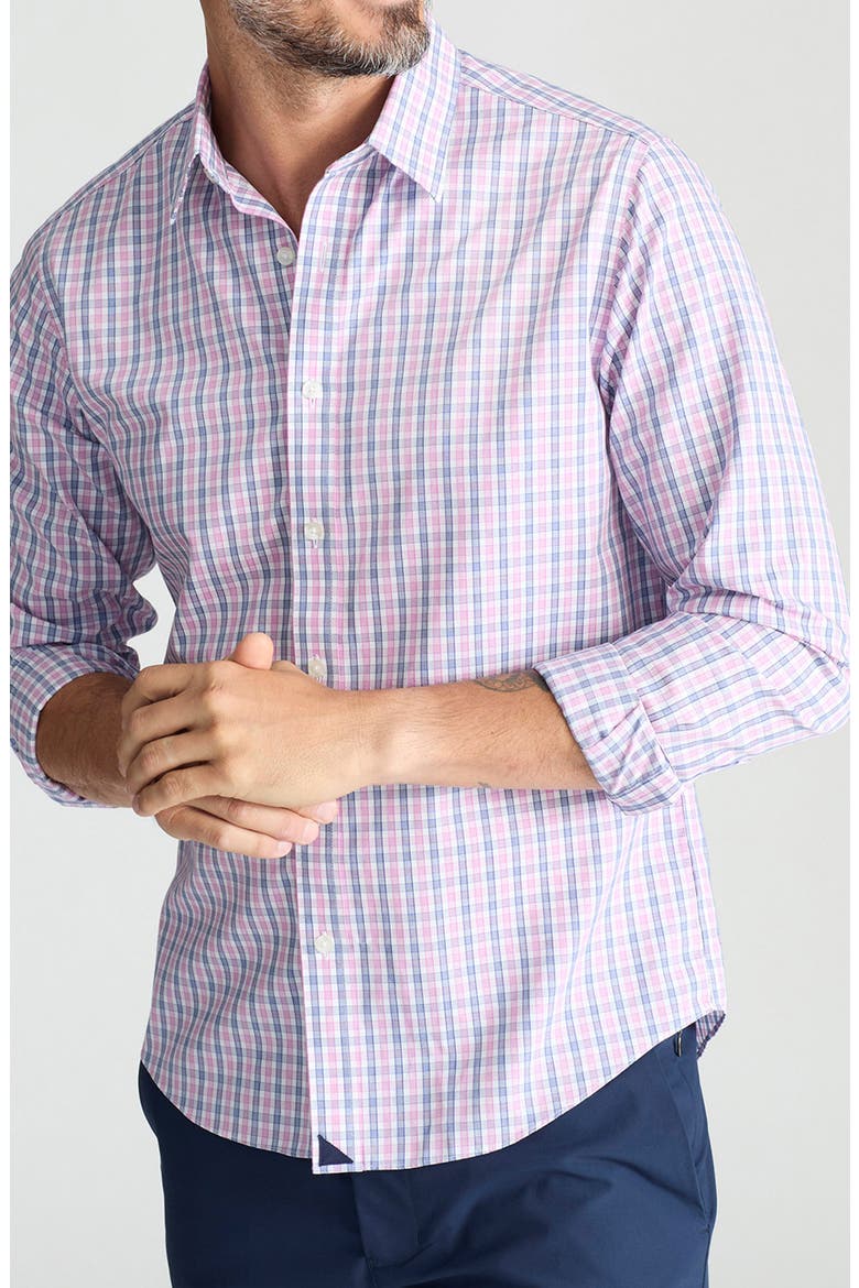 Dolcetto Plaid Wrinkle Free Cotton Button-Up Shirt, Main, color, PINK
