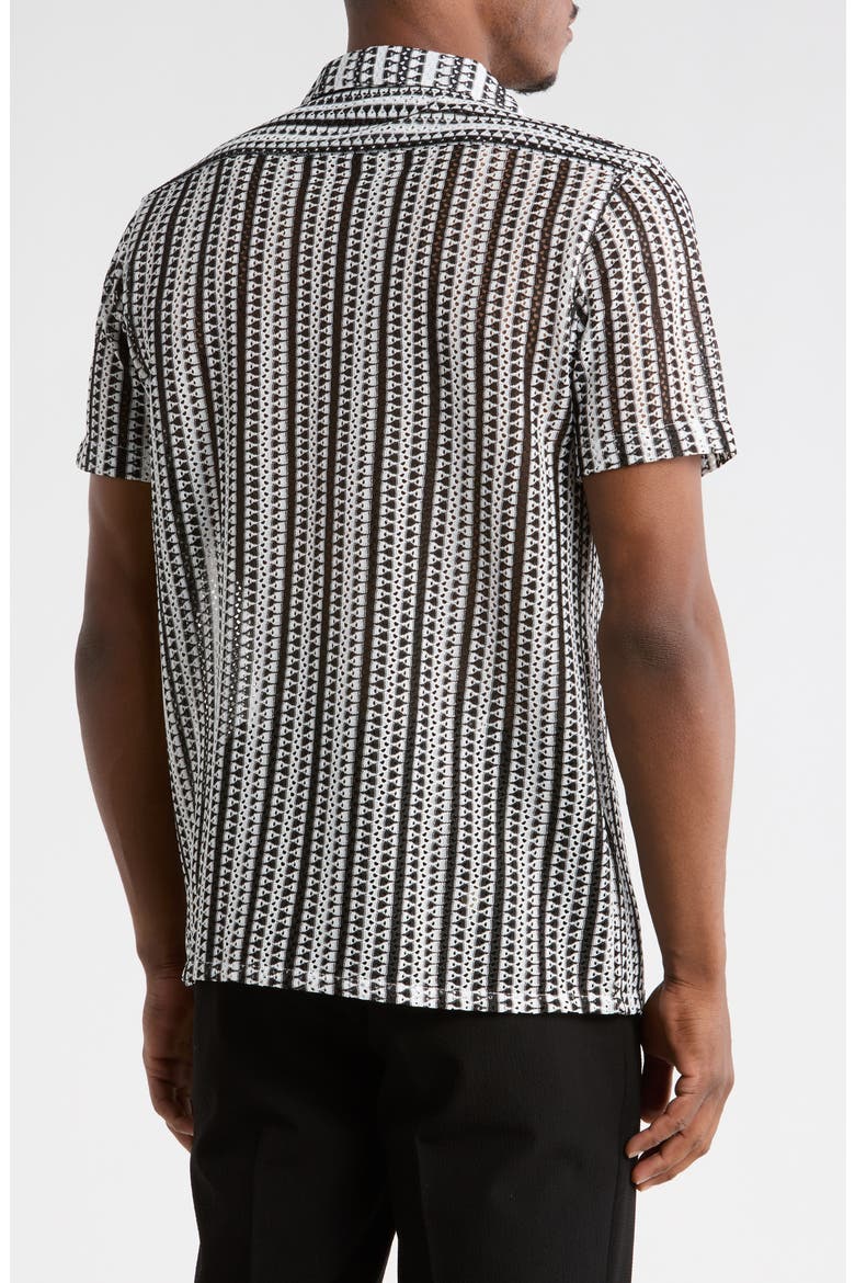 Modern Fit Textured Camp Shirt, Alternate, color, BLACK