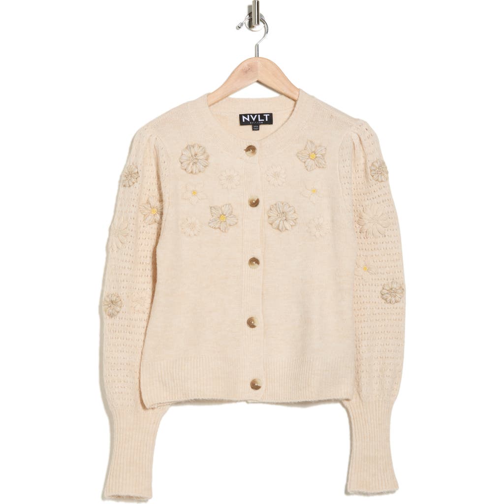 Nvlt Flower Embroidered Cardigan In Neutral