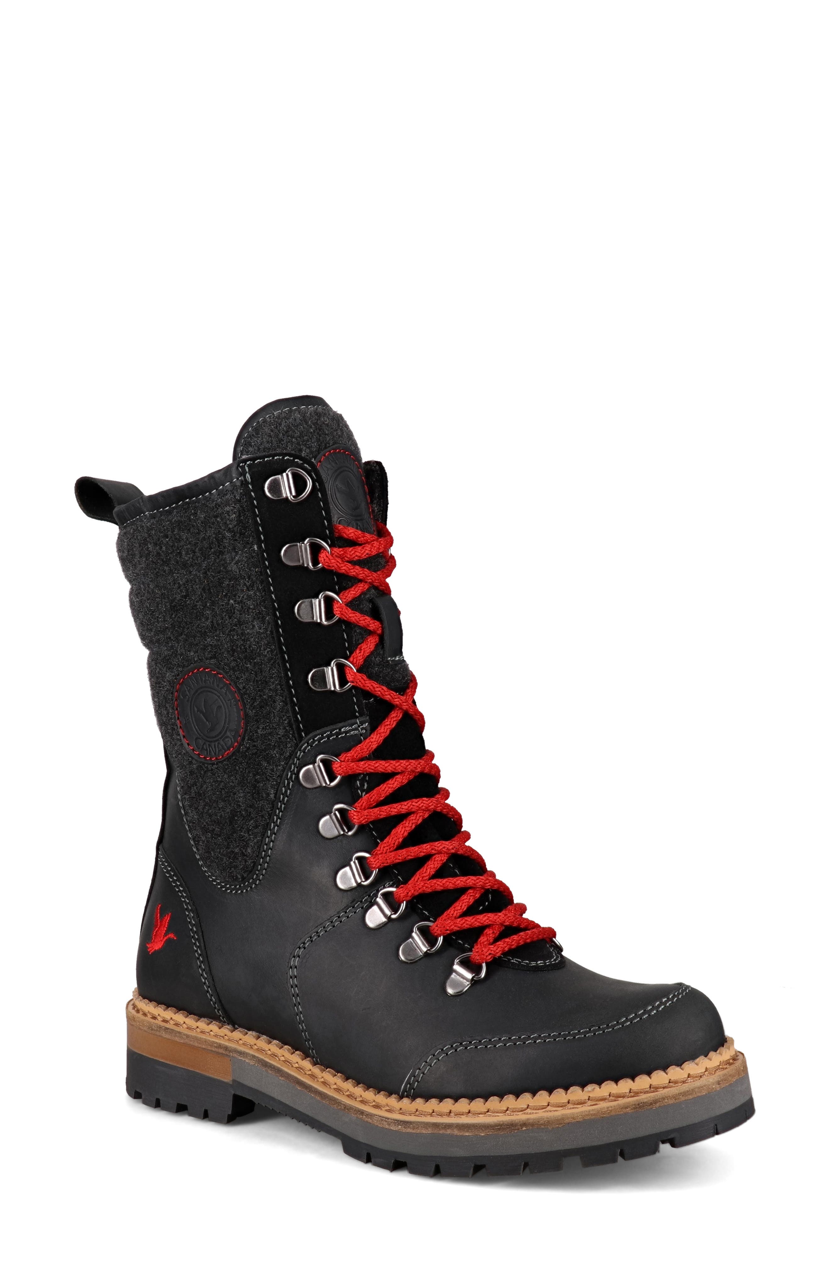 Cariboo Waterproof Mixed Media Boot, Main, color, BLACK RED