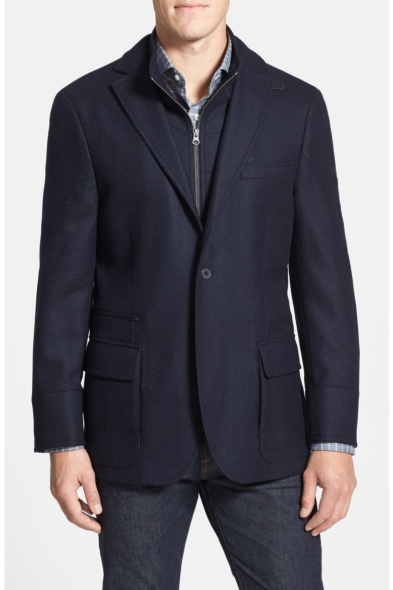 Regular Fit Italian Wool Sport Coat with Inset Bib, Main, color, NAVY
