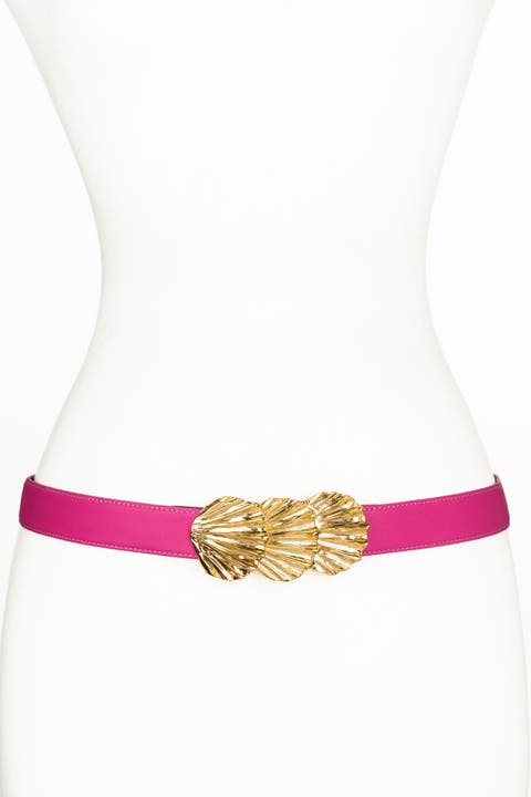 Sea Shells Buckle Leather Belt
