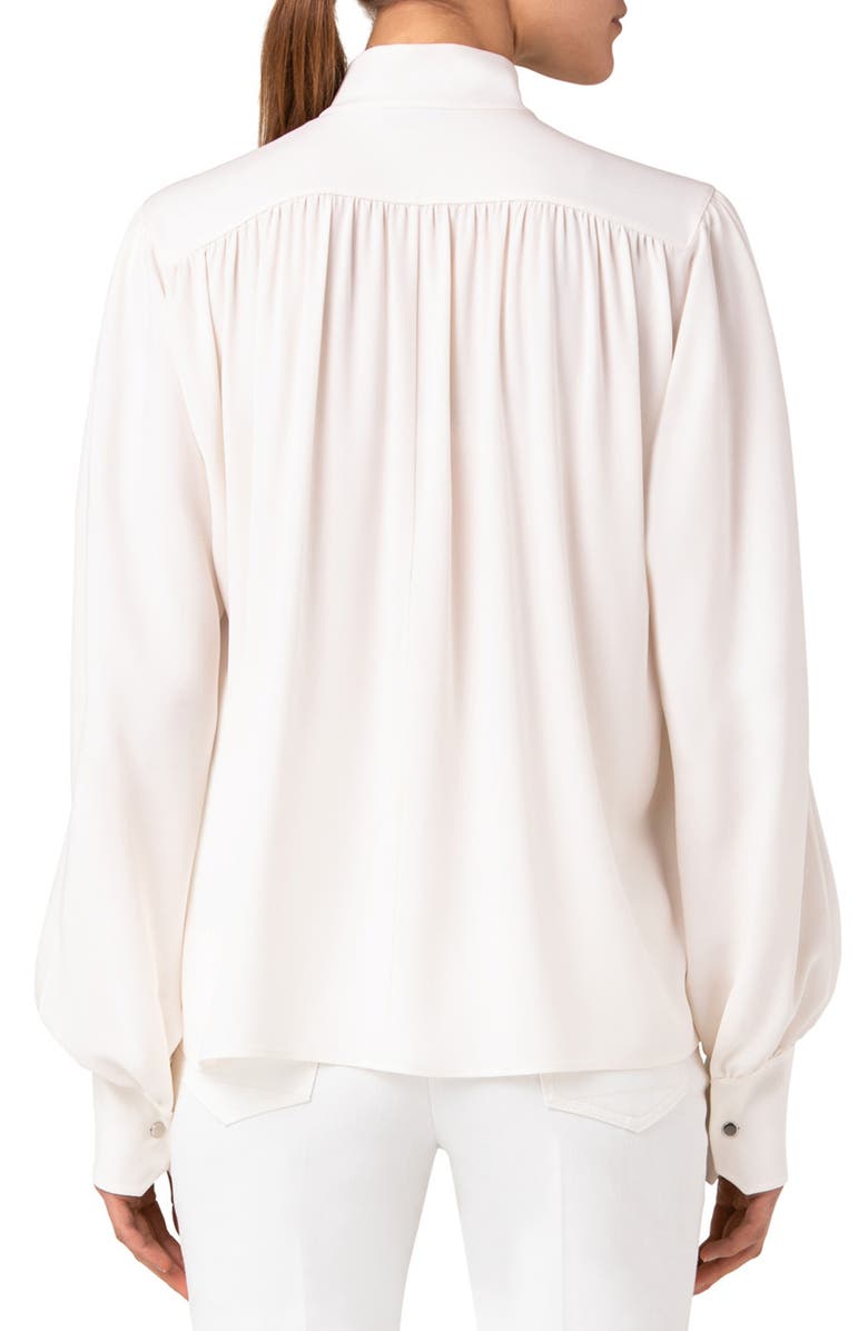 Akris Mock Neck Silk Crêpe de Chine Blouse, Alternate, color, 