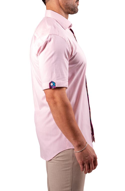Maceoo Galileo Resistance0123 Pink Short Sleeve Cotton Button-up Shirt