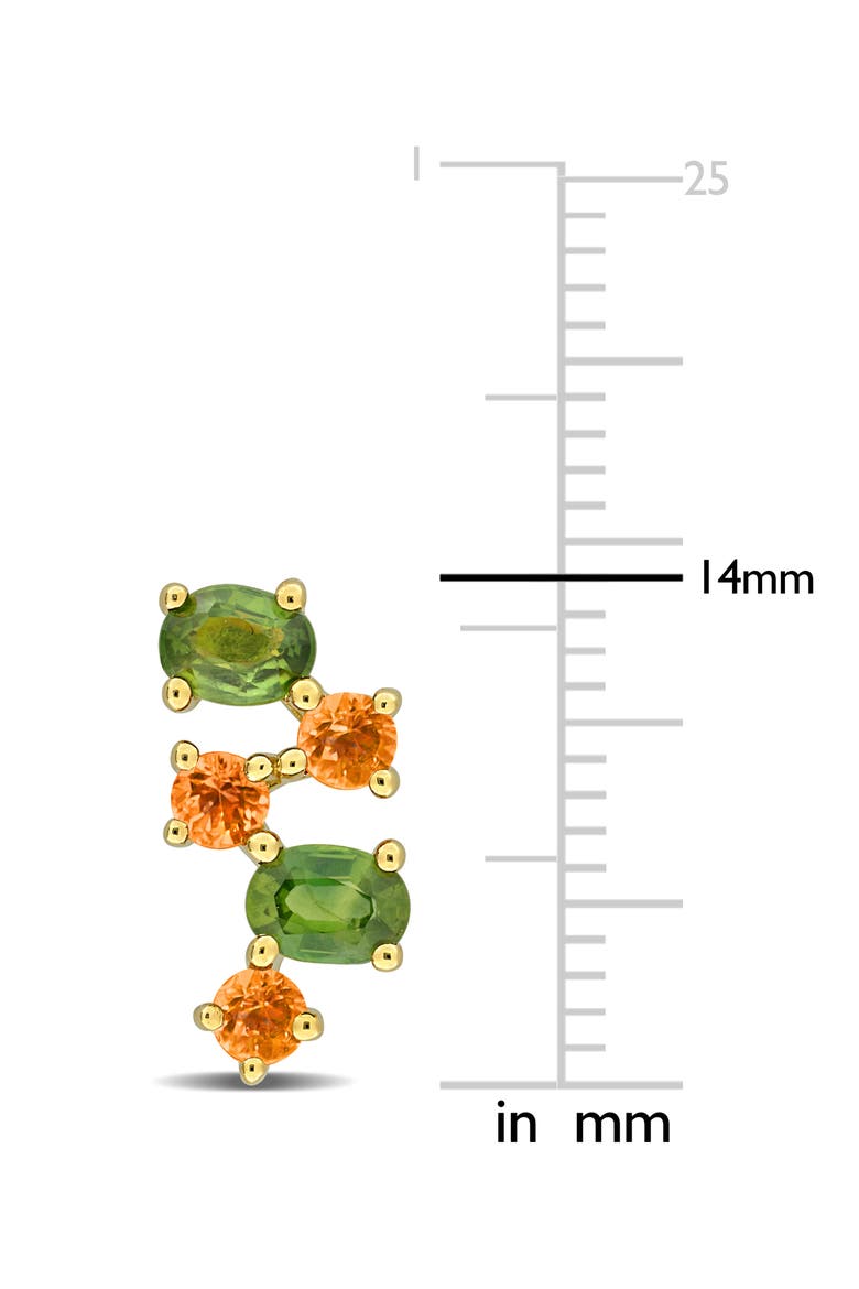 Green Sapphire & Orange Sapphire Stud Earrings, Alternate, color, GREEN MULTI