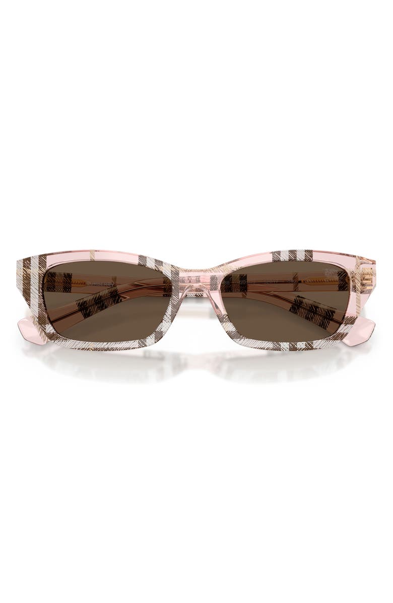 Burberry 52mm Rectangle Sunglasses, Alternate, color, Check Pink / Brown