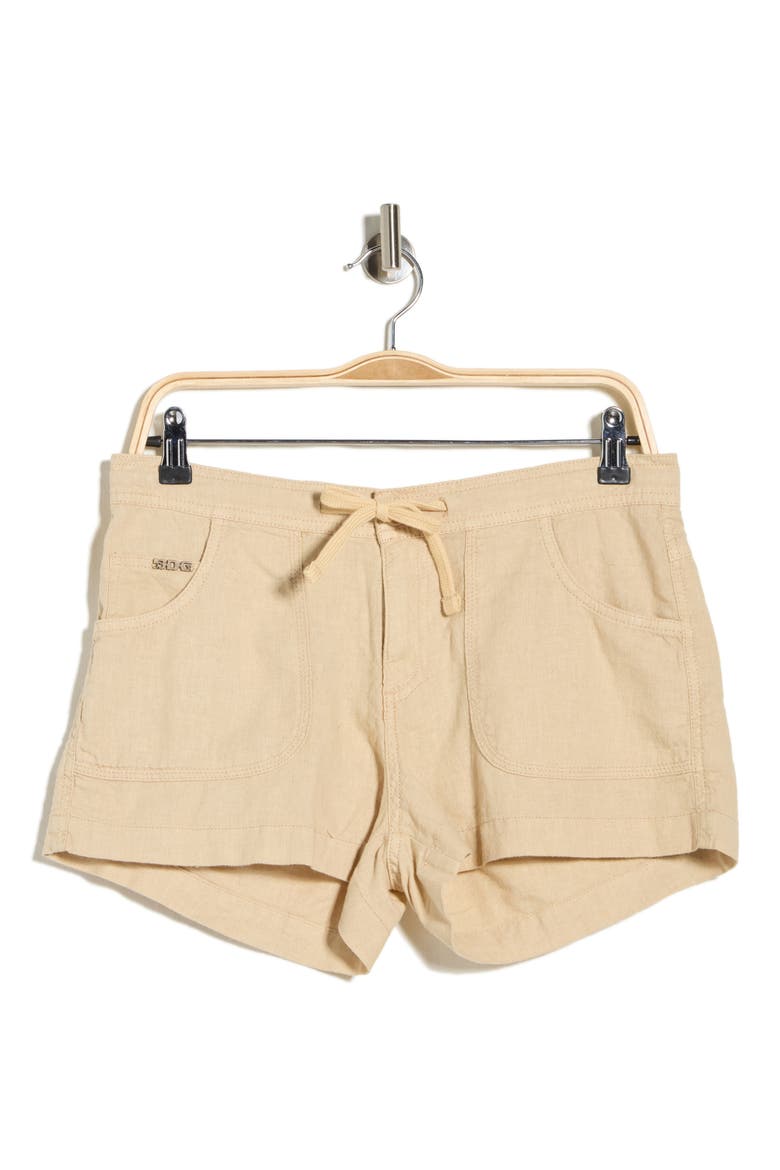 Linen & Cotton Shorts, Alternate, color, BISCOTTI