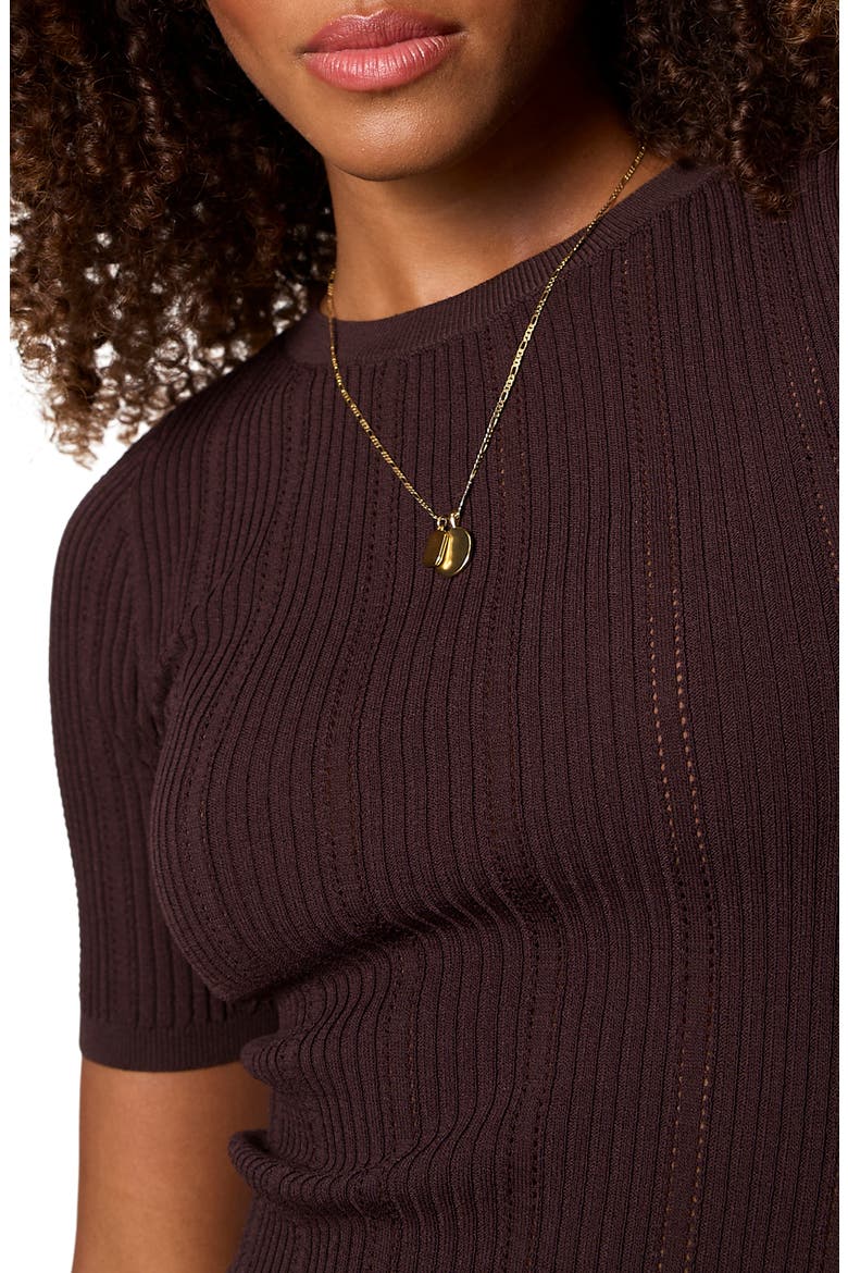 Perfect Pointelle Rib T-Shirt, Alternate, color, RICH SOIL BROWN