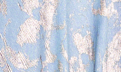 Betsy & Adam Foil Pattern Long Sleeve Gown In Blue