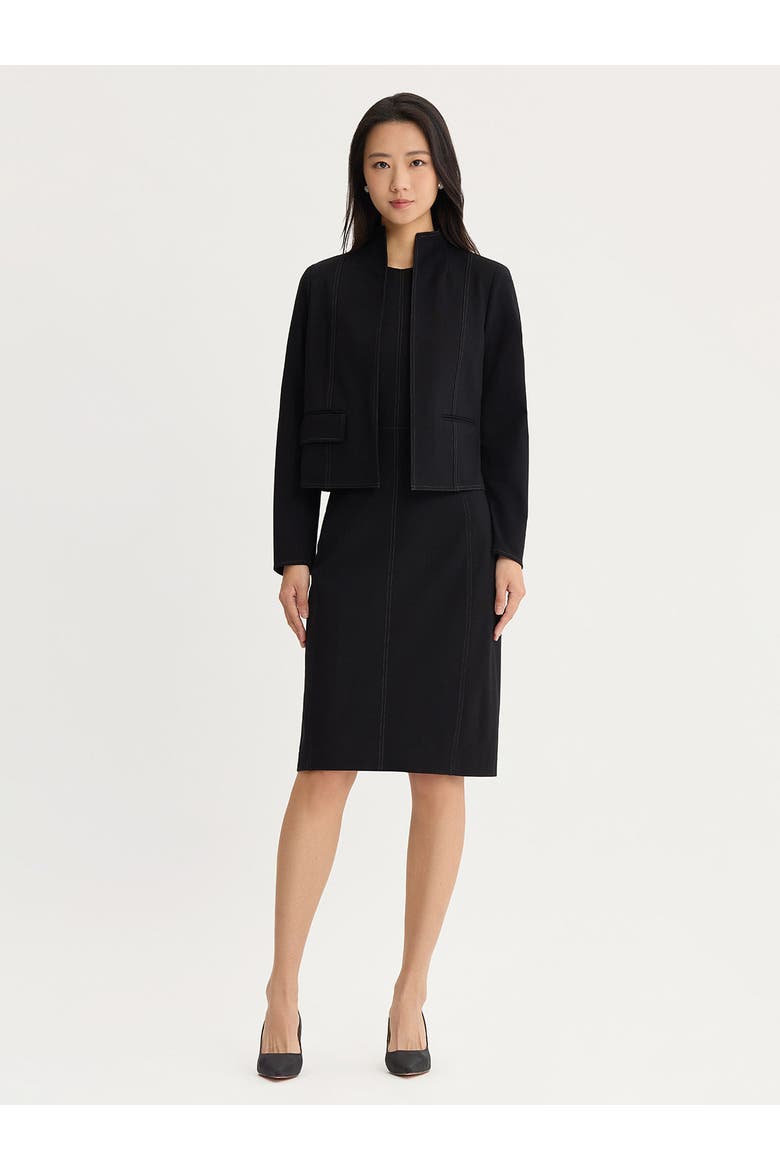 LuxeStretch Contrast Stitch Sheath Dress, Alternate, color, Black/Charmeuse