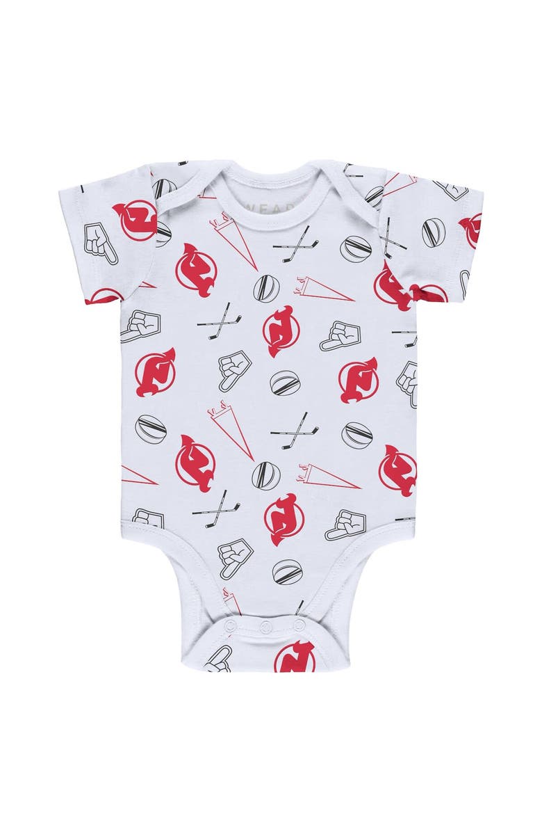WEAR by Erin Andrews Newborn & Infant Gray/White/Red New Jersey Devils Three-Piece Turn Me Around Bodysuit & Pants Set, Alternate, color, 