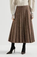 Brunello Cucinelli Virgin wool donegal pleated skirt