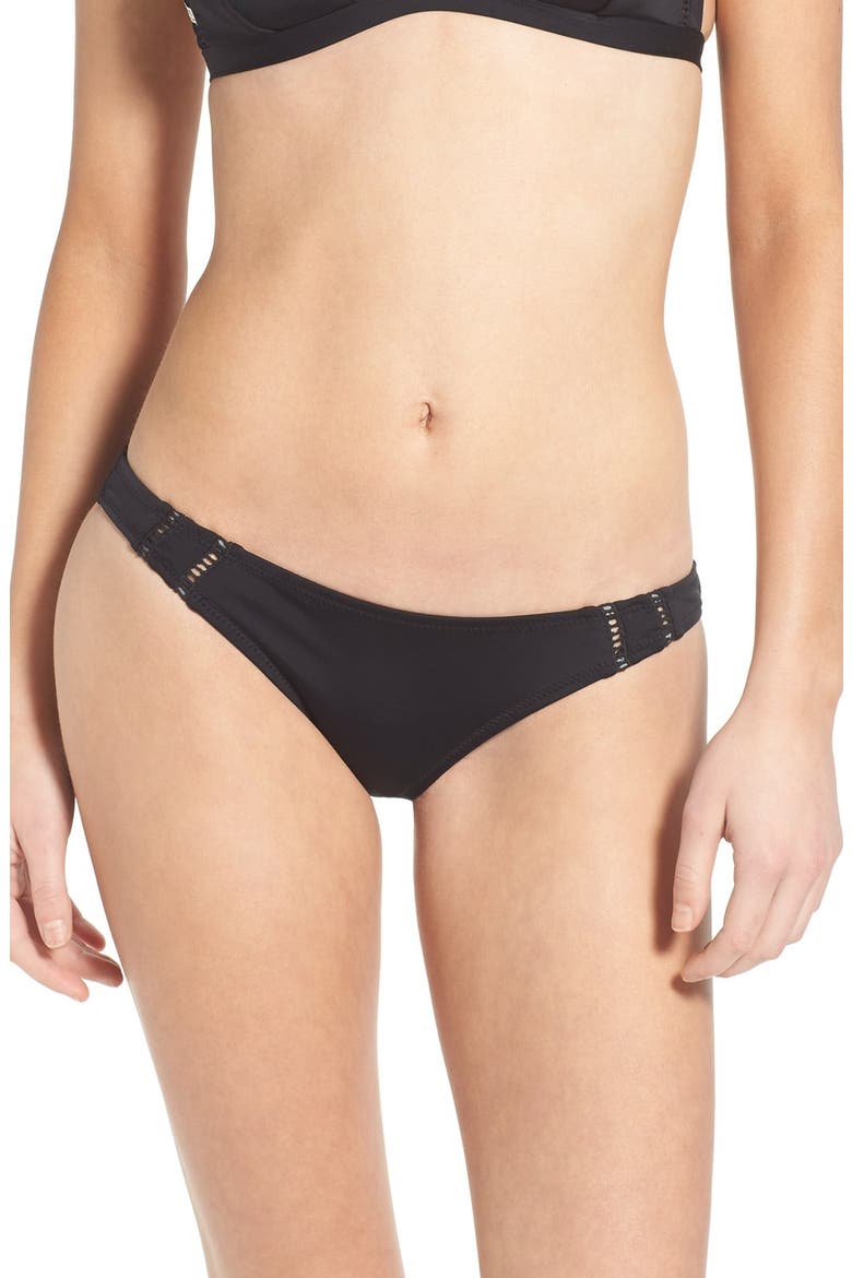 Ruched Bikini Bottoms, Main, color, BLACK