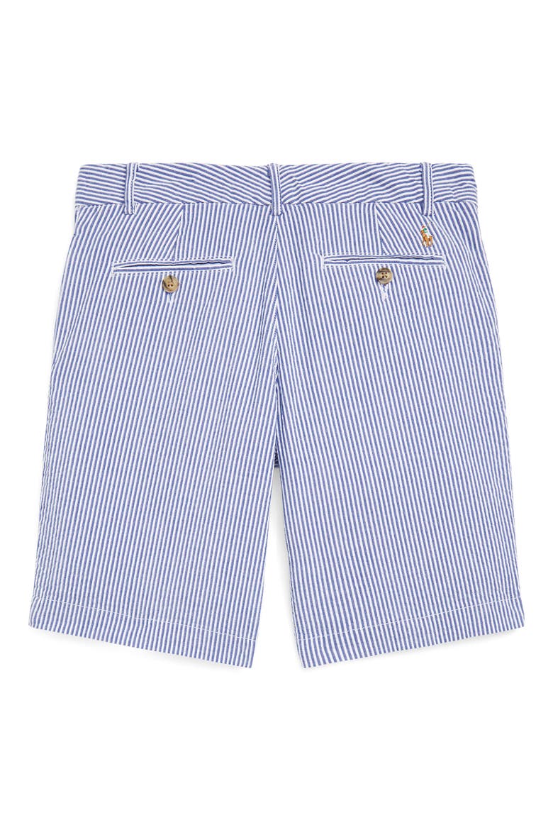 Kids' Pinstripe Flat Front Stretch Cotton Chino Shorts, Alternate, color, BLUE