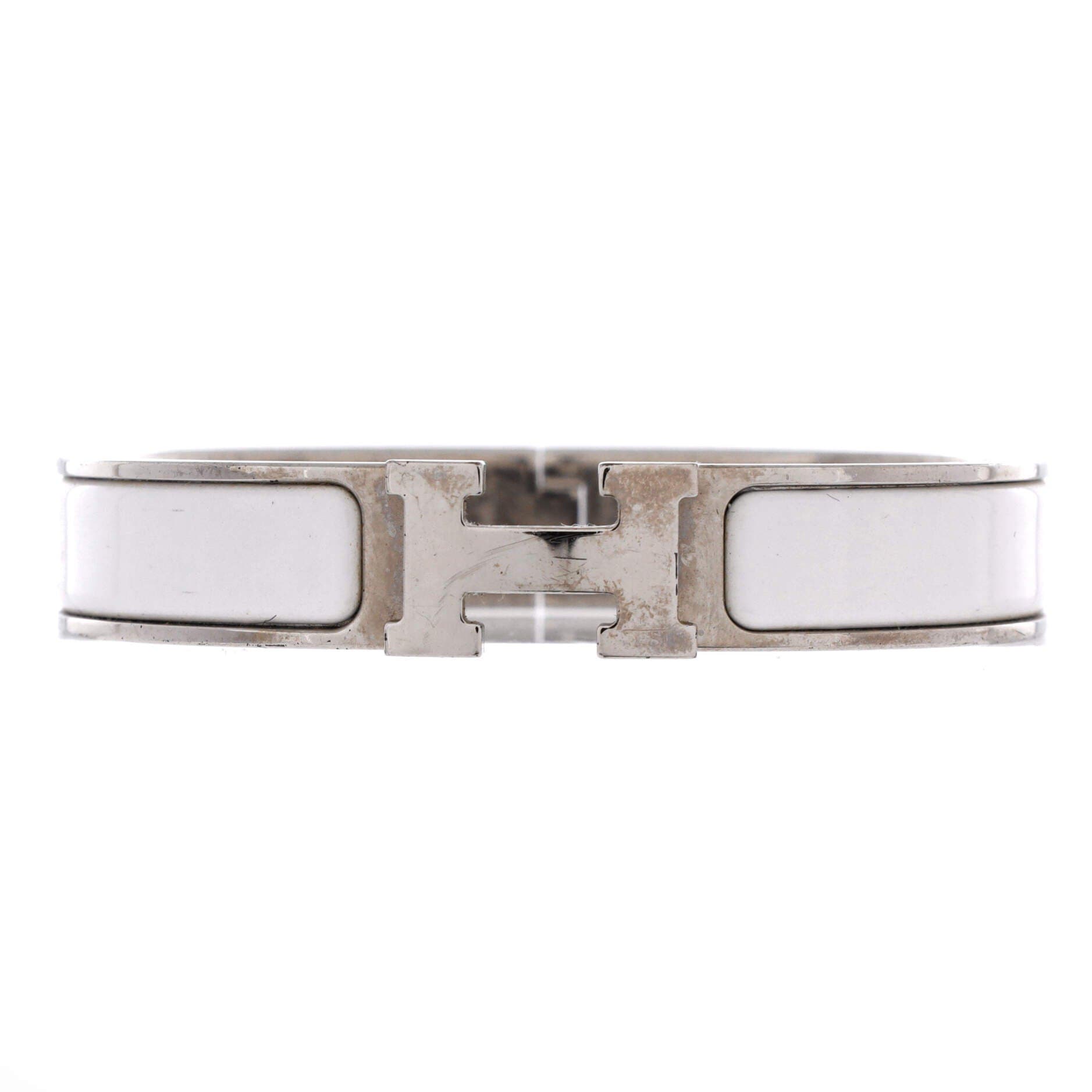 Clic H Bracelet Enamel Narrow, Main, color, White