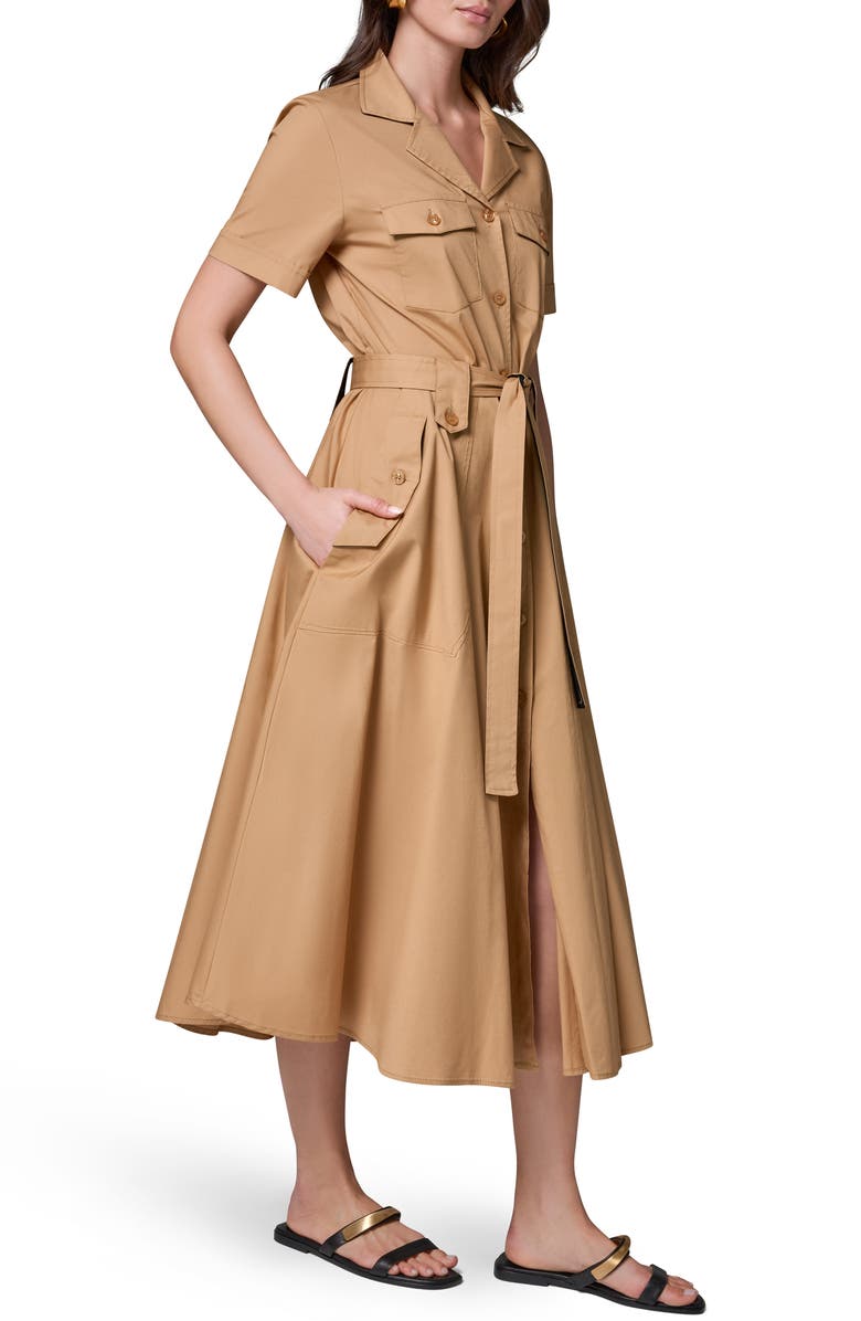 Donna Karan New York Short Sleeve Stretch Cotton Shirtdress, Alternate, color, 