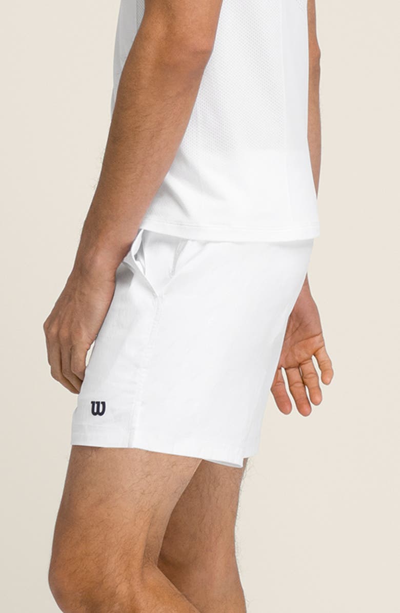 WILSON Tennis Water Repellent Volley Shorts, Alternate, color, Bright White