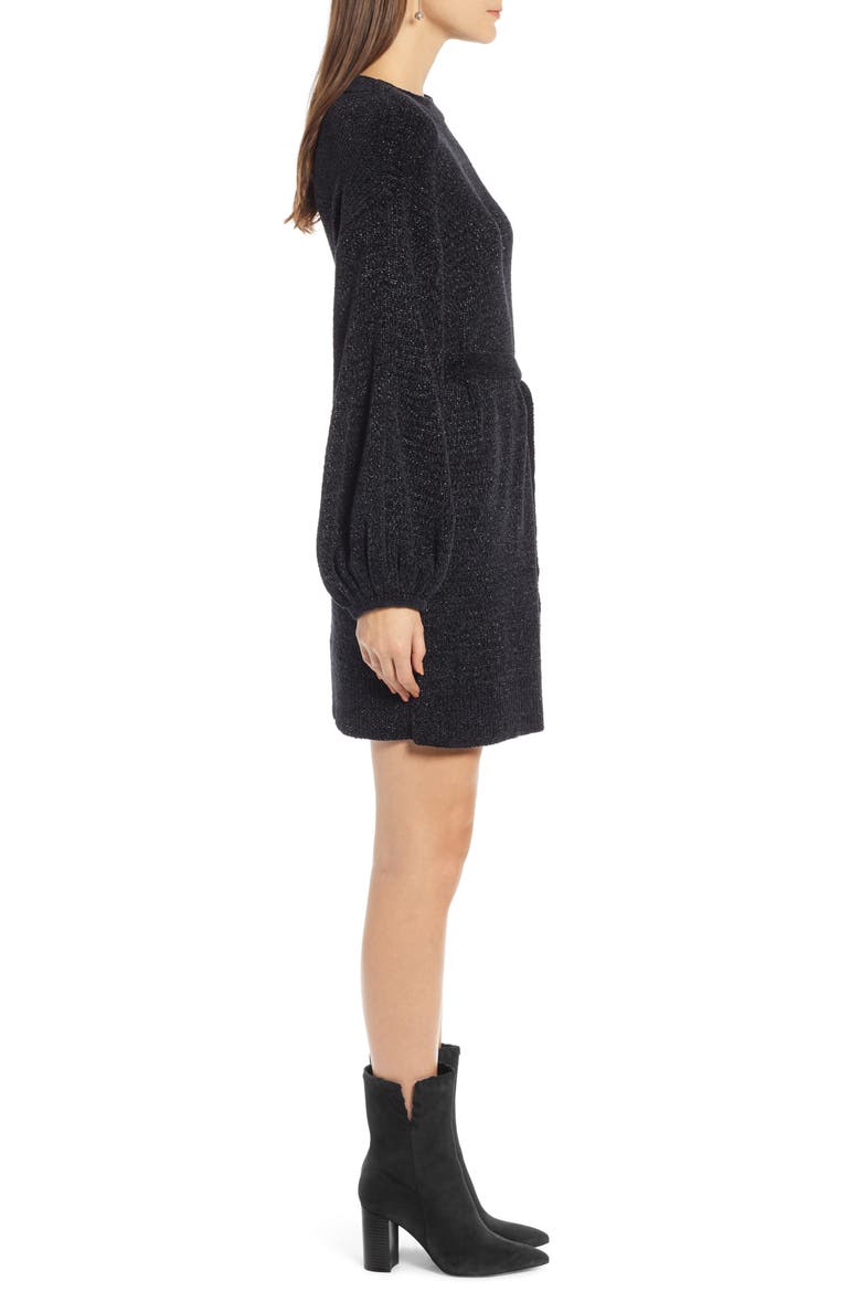 Shimmer Sweater Dress (Nordstrom Exclusive), Alternate, color, BLACK