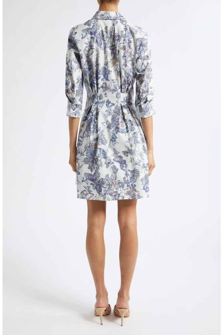 Journi Pleated Long Sleeve Shirtdress, Alternate, color, GREY MULTI WATERCOLR BUTTERFLY