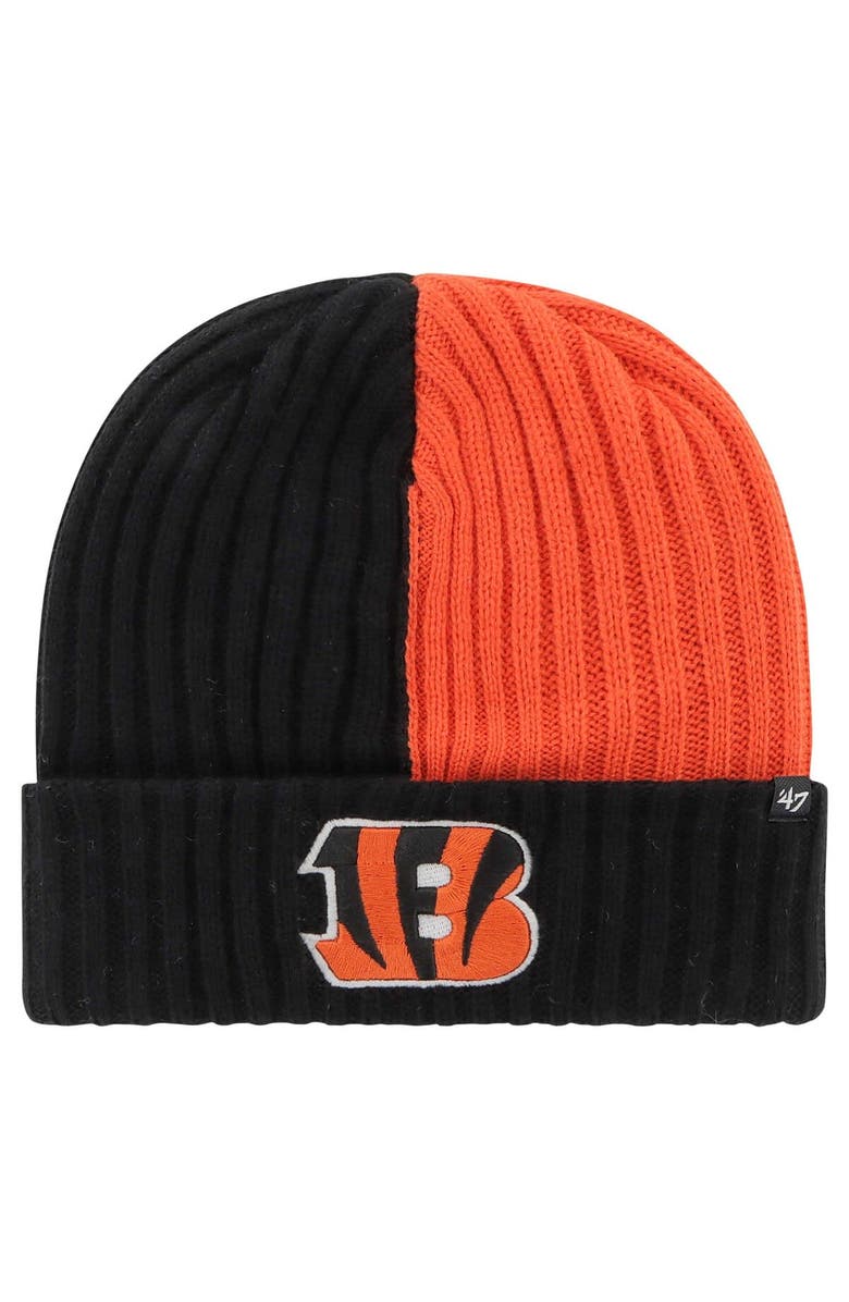 '47 Men's '47 Black Cincinnati Bengals Fracture Cuffed Knit Hat, Main, color, 