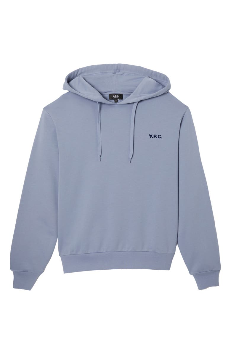 A.P.C. Boxy Petite V.P.C. Logo Hoodie, Alternate, color, Bleu Gris/ Dark Navy