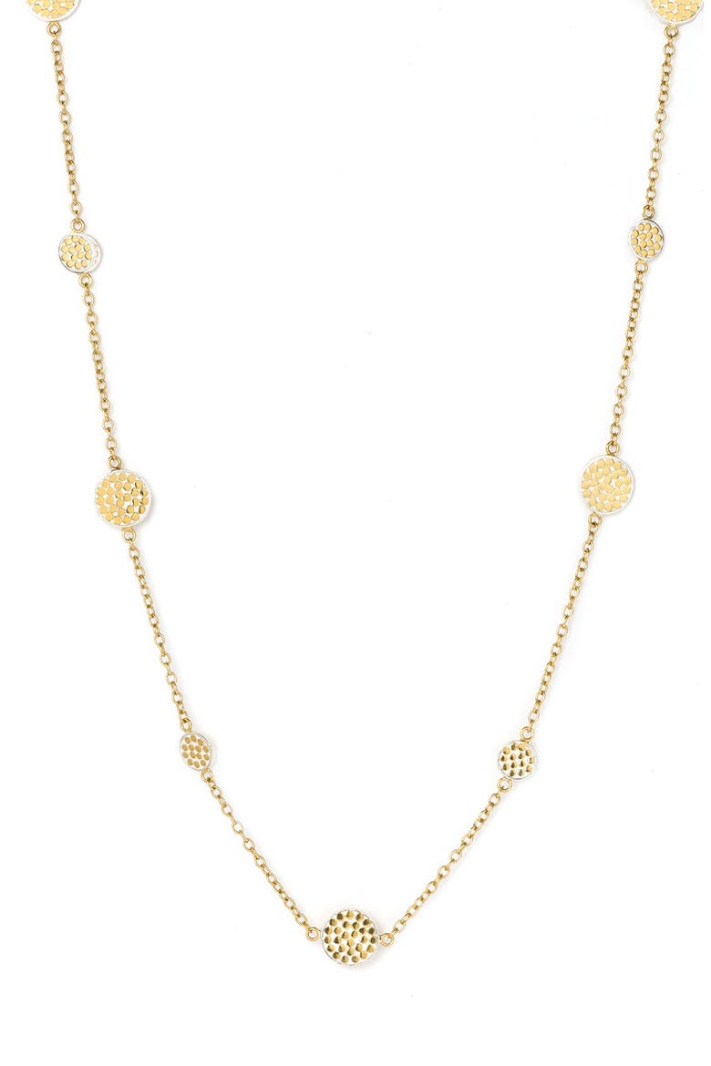 'Bali' Long Strand Disc Necklace, Alternate, color, Sterling Silver/ Gold
