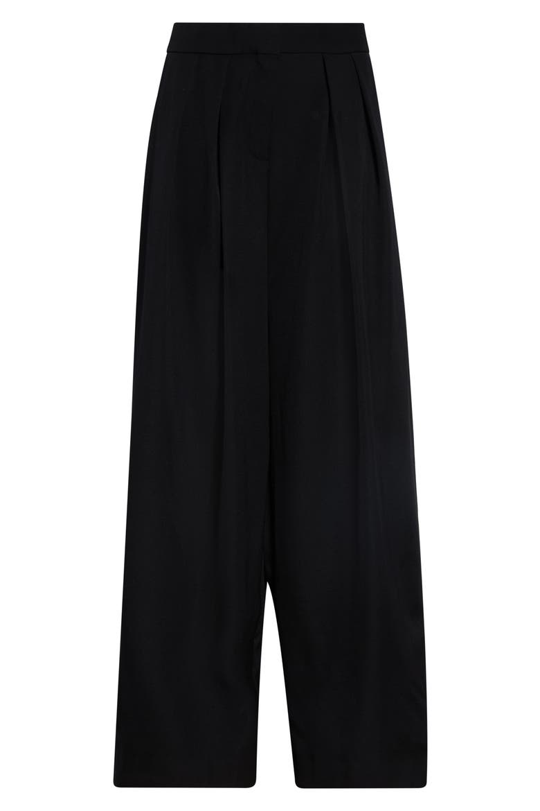 High Waist Pleat Front Grain de Poudre Wool Pants, Main, color, 0PA BLACK