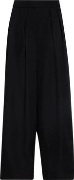 Balmain High Waist Pleat Front Grain de Poudre Wool Pants