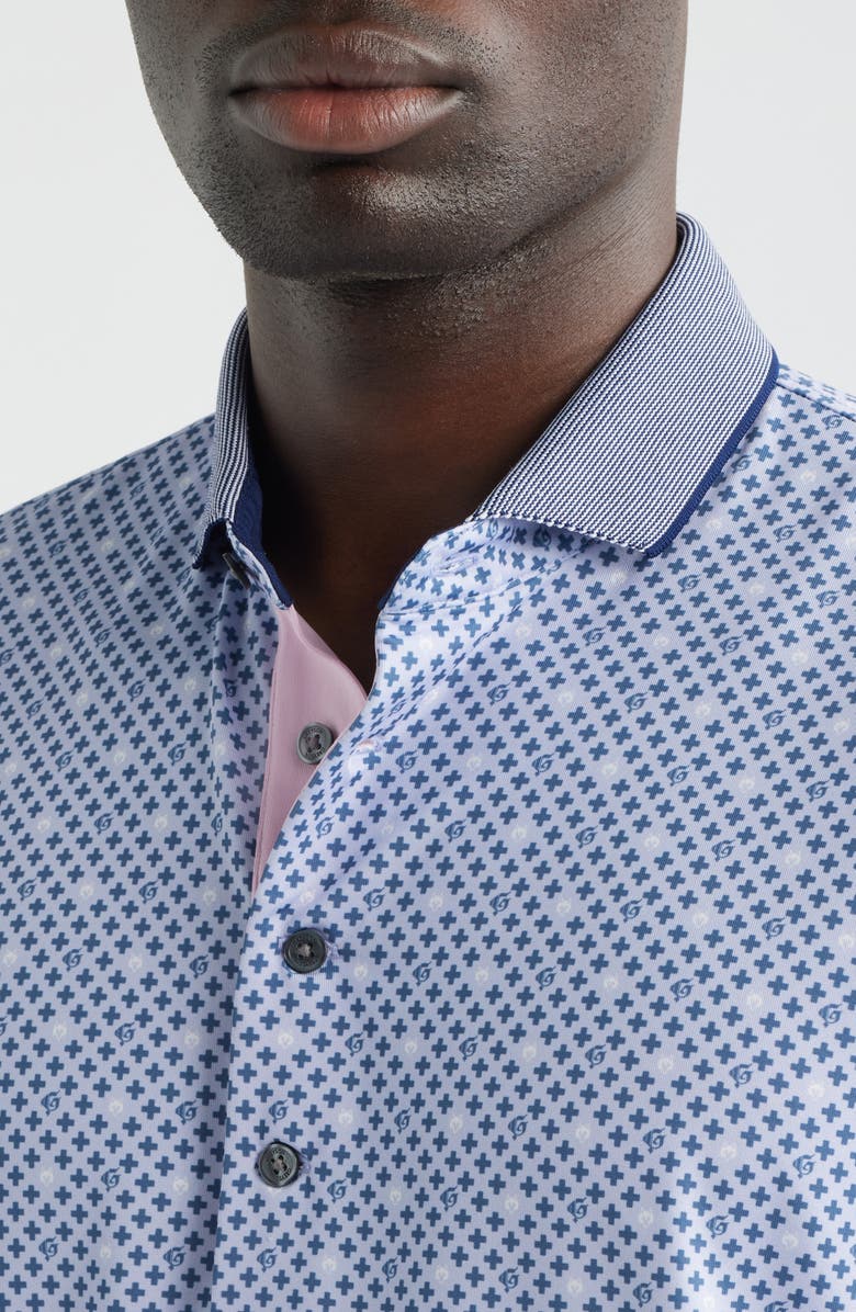 Greyson Pack Mentality Geo Print Performance Golf Polo, Alternate, color, Jellyfish