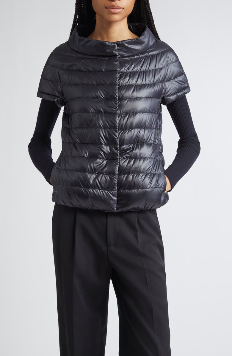 Herno Emilia Cap Sleeve Quilted Down Jacket, Main, color, Nero