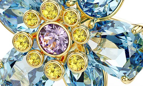 Swarovski Idylla Crystal Flower Open Ring In Blue