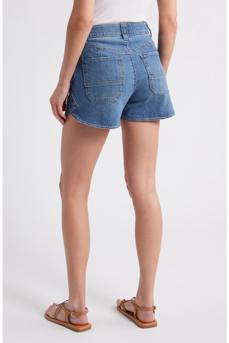 Skyrise Dolphin Hem Denim Shorts, Alternate, color, MID BLUE ARTISANAL