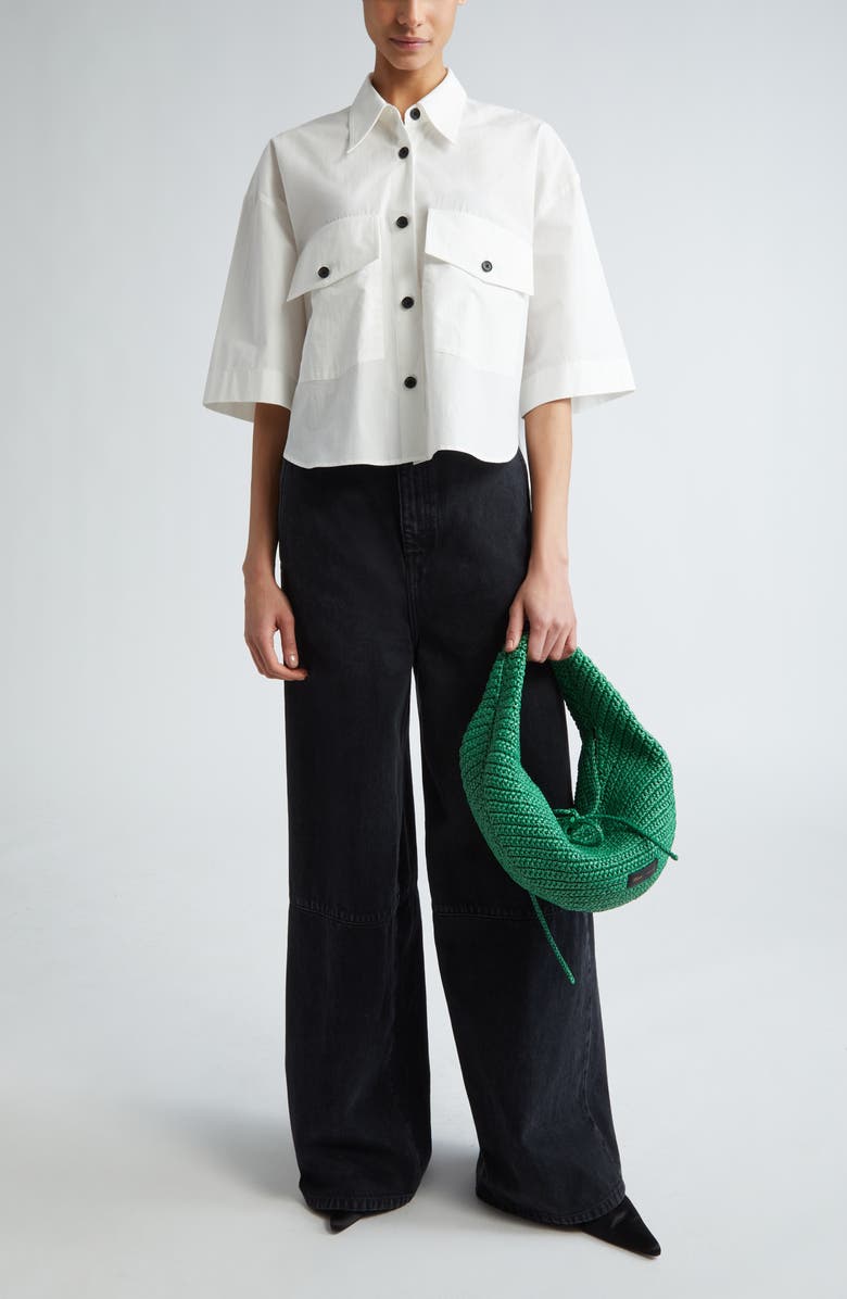 Khaite The Mahsha High-Low Cotton Poplin Button-Up Shirt, Alternate, color, 