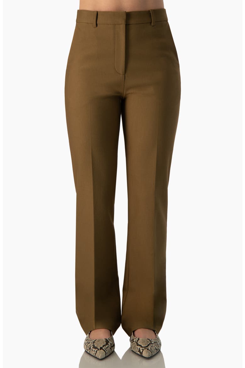 Structured High-Rise Straight-Cut Dress Pants, Main, color, Olive Green