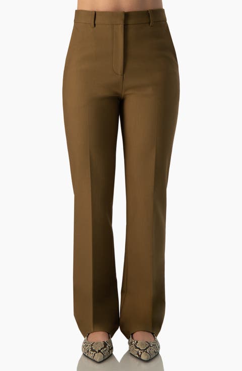 Structured High-Rise Straight-Cut Dress Pants