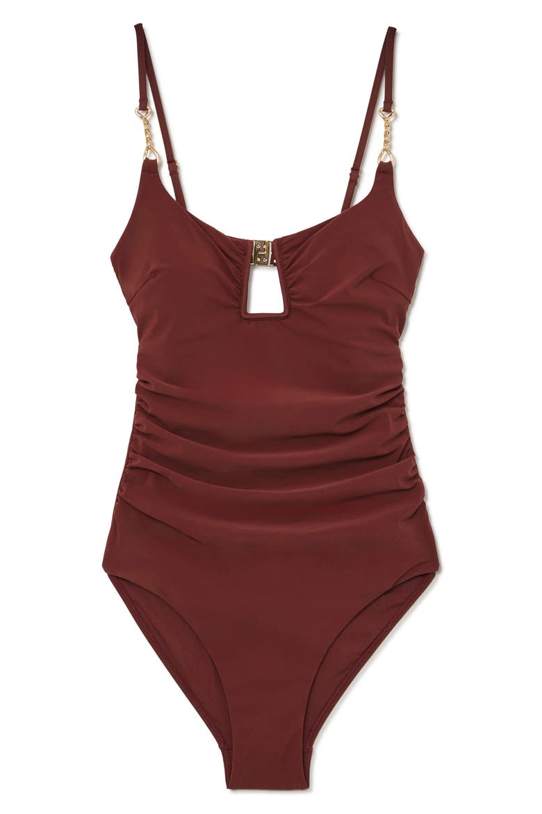 Wrenna One-Piece Swimsuit, Alternate, color, RHUBARB RED