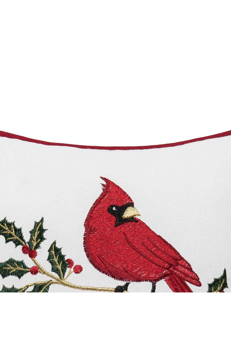 C&F Home Red Cardinal Holly Branch Cotton Blend Christmas Mini Accent Pillow 10" x 10", Alternate, color, 